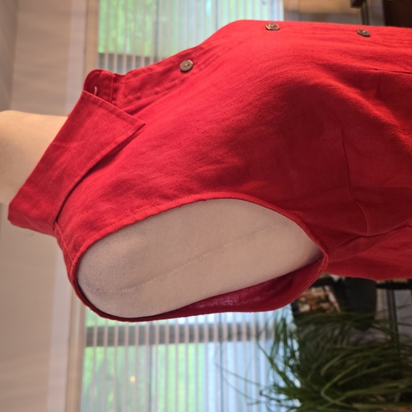 100% Linen Sleeveless Button Down Maxi Shirt Dress Pink Womens Size 8P - Picture 4 of 9